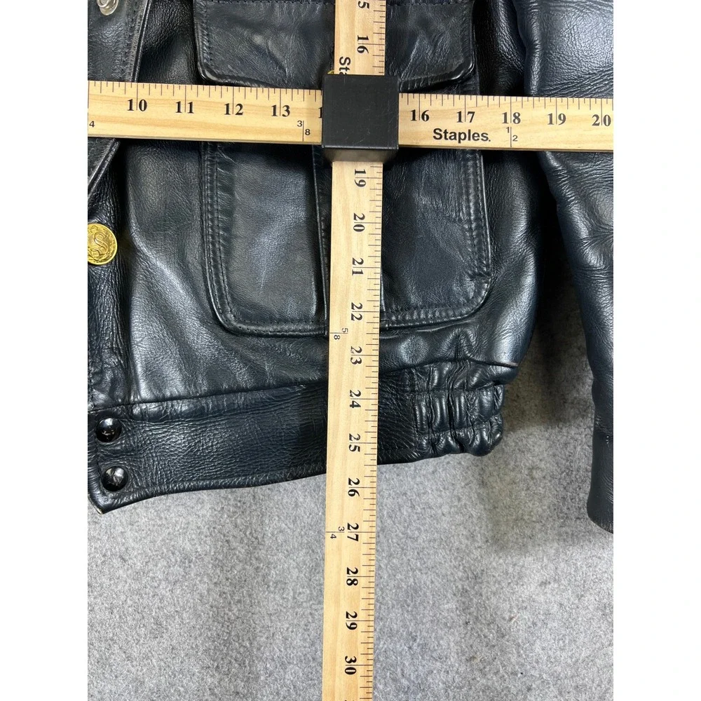 VTG Kale Uniforms Police Leather Jacket Sz Large Security Excellent Conditon